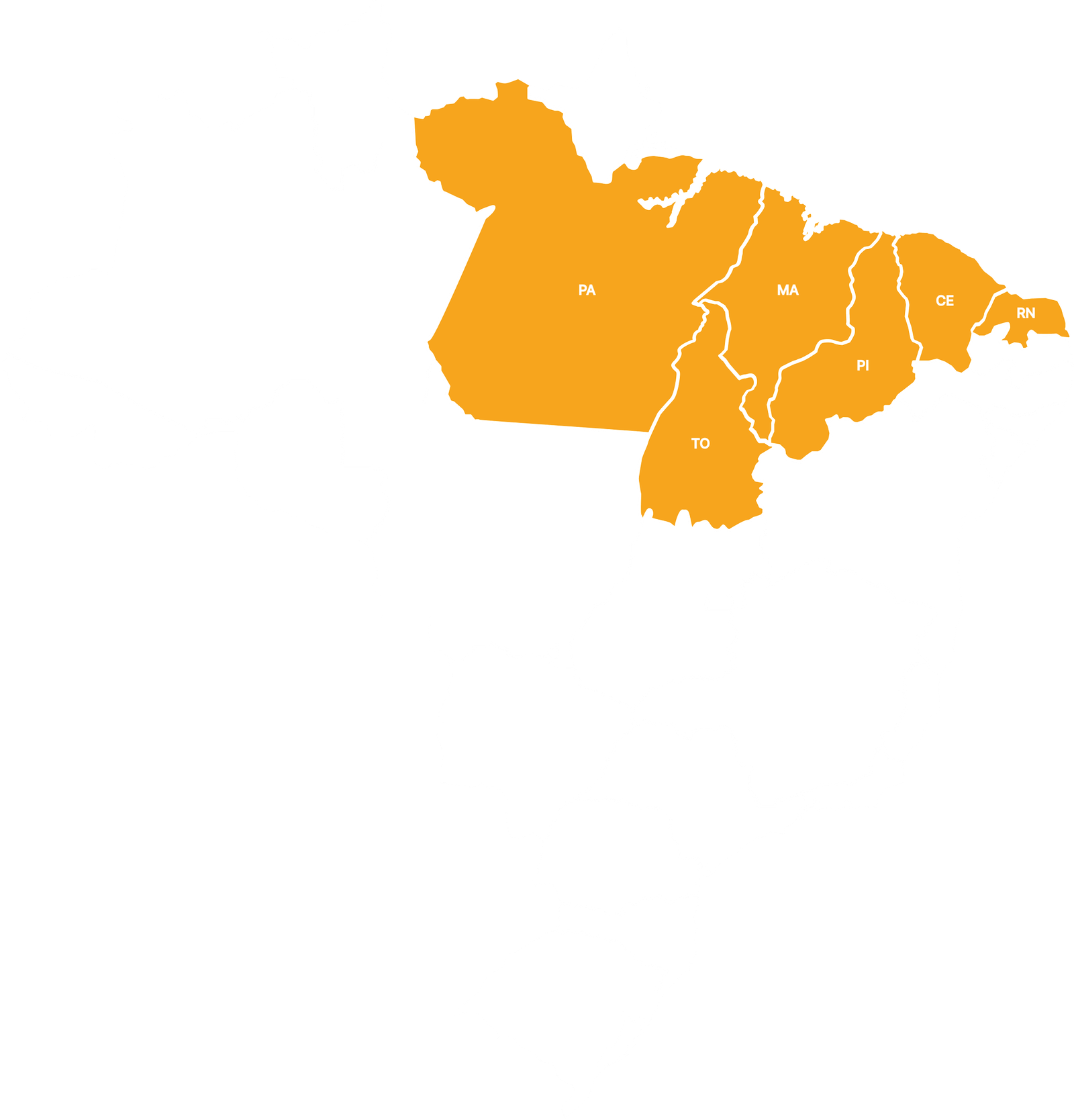 Mapa do Brasil com os estados atendidos pela JHS em destaque